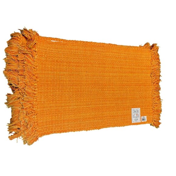 Vintage 100% COTTON WOVEN ORANGE FRINGE PLACEMAT Set of 6 NWT KAY DEE DESIGNS - Picture 5 of 10